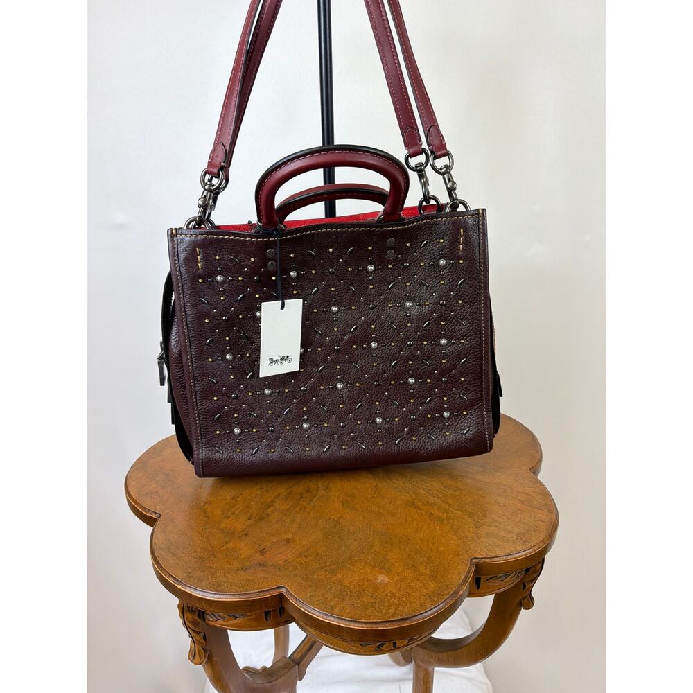 NWT Coach Prairie Rivet Rogue Burgundy Glove tanned Leather Tote RARE - Picture 4 of 9